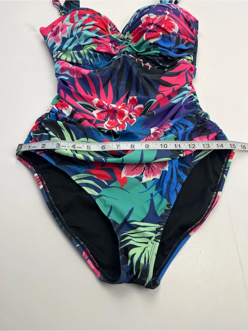 Bleu Rod Beattie Tropical Floral One-Piece Swimsuit Pink Blue Underwire Women 10